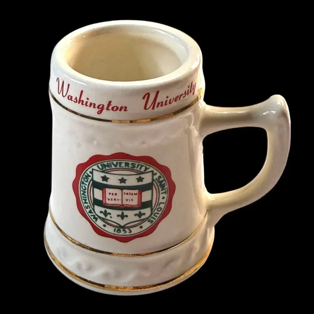 VTG Washington University Saint Louis Ceramic Crest Stein Cream Gold Miniature